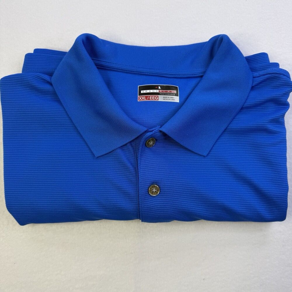 Grand Slam Performance Polo Size XXL Big&Tall Men's Short Sleeve Blue 1030
